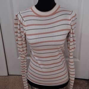 NWT See By Chloe Striped Sweater With French Puffed Sleeves   Size 2